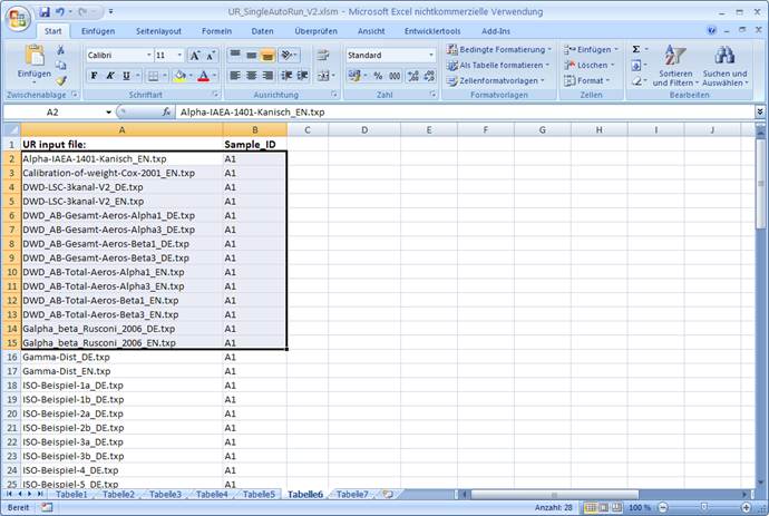 Excel select projects table